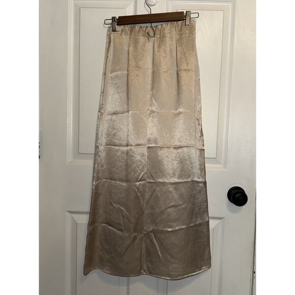 Aritzia Babaton Women’s Midi Satin Slip Skirt Slit Size 2 Denude - Picture 4 of 6